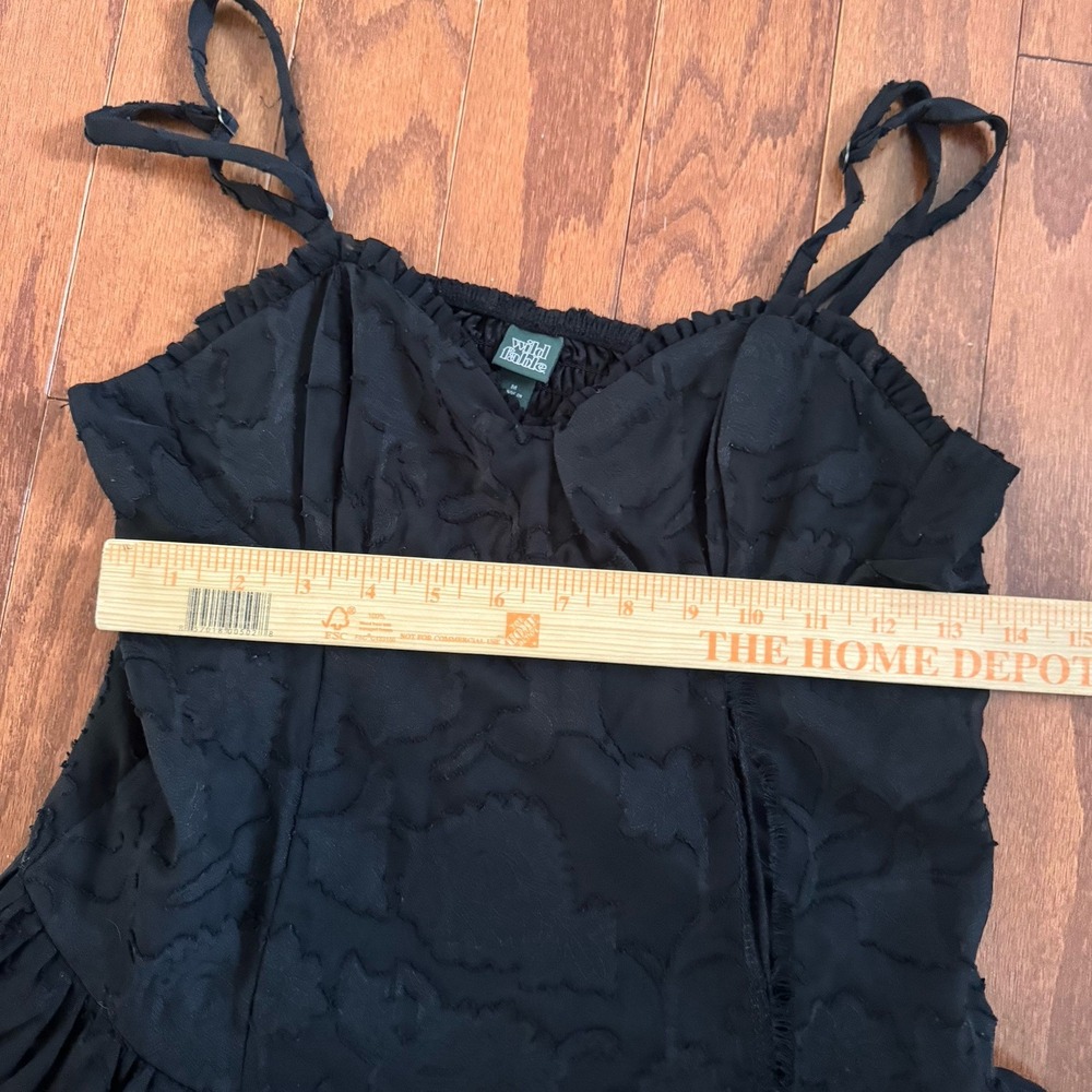Wild Fable Black Mini Dress Women's M Ruffle Tiered Sheer Slip Festival Y2K - Picture 6 of 8